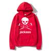 Černá mikina s potiskem loga Jackass Streetwear Oversized Ležérní mikina Módní Unisex Vintage Volné mikiny