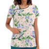 Women's Printed Work Clothes, Sloping Collar And Double Layer Pockets, Basic Top Pullover