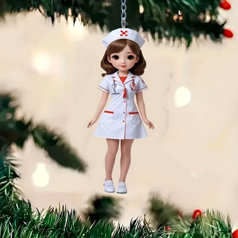 Elegant and Beautiful Acrylic Nurse Keychain - Medical Uniform Nurse Theme Keyring for Nurses Day Pendant Gift Souvenirs for Friends