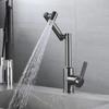 Grey 304 Stainless Steel Swivel Basin Faucet Deck Mounted Hot and Cold Mixer Tap Single Hole Single Handle Bathroom Tap