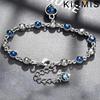 1PC Simple Creative Blue Crystal Zircon Heart Bracelet Women Valentine Day Gift Peach Heart Jewelry Accessories