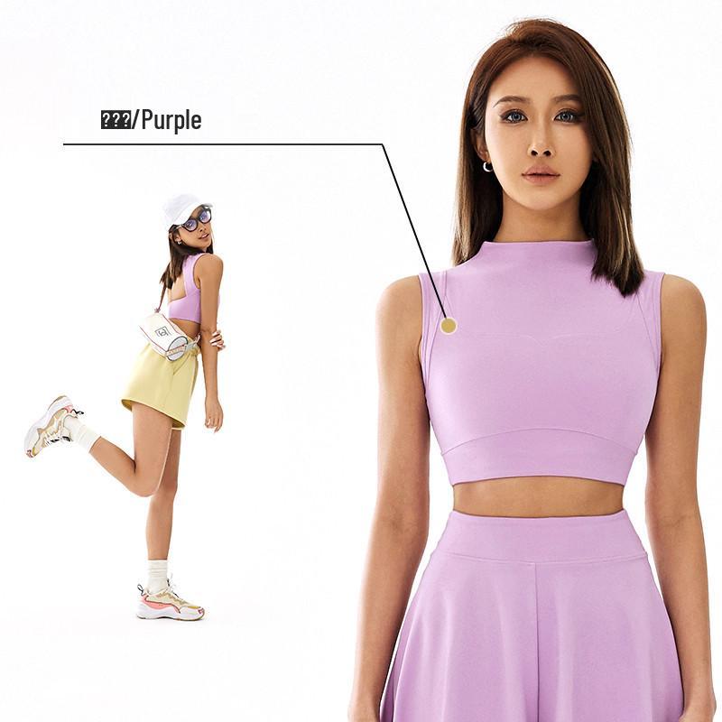 Women's Breathable Pilates & Yoga Set with Anti-Exposure Vest and Slimming Tennis Skirt