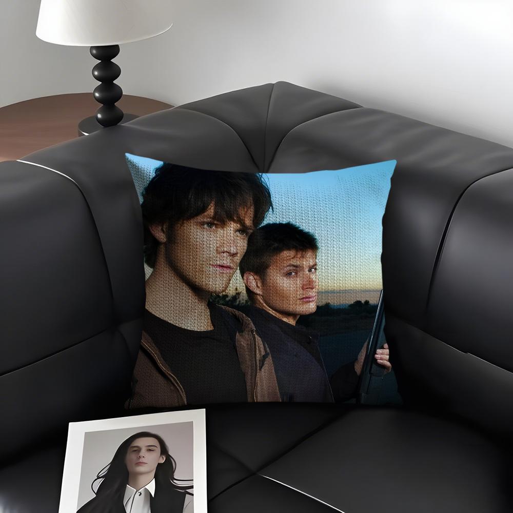 SSupernatural TV Series Cushion Cover Natural Linen Organic Fabric DoubleSided Printing Sofa Home Decor Gift Pillow Case