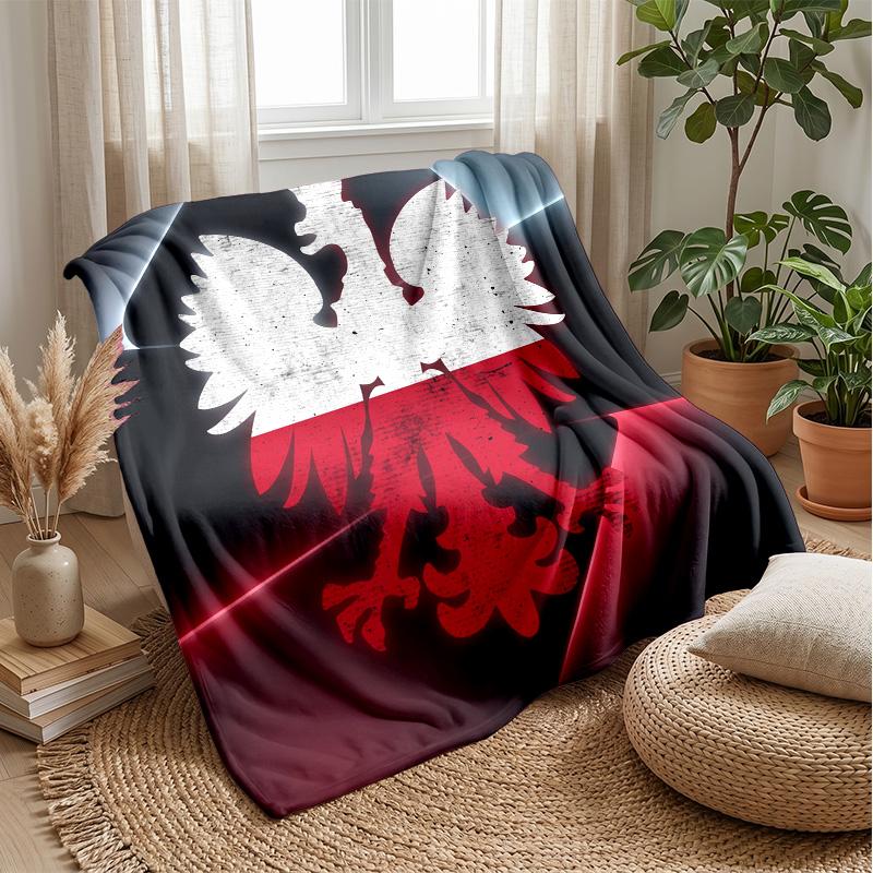 Poland Football Printed Flannel Blanket Skin Friendly Warm Decorative Throw for Indoor Couch Bed Daily Use