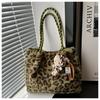 Street Style Leopard Print Plush Tote Bag With Magnetic Closure For Casual Daily Use