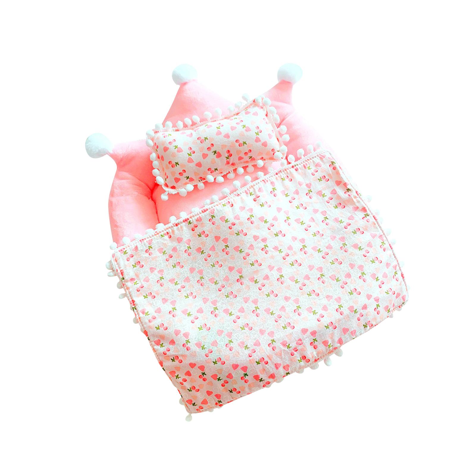 

Doll Cot, Three-piece Set With Pillow And Blanket, Multi-color Optional, Dollhouse Accessories One Size розовый