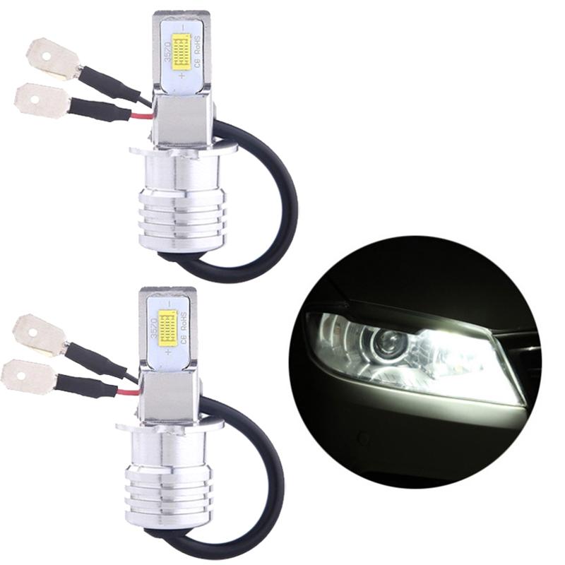

2 шт. H3 автомобильные светодиодные противотуманные фары комплект для переоборудования супер яркая лампа Drl 3000K 80W 50000H 2000Lm автоматическая противотуманная фара белый