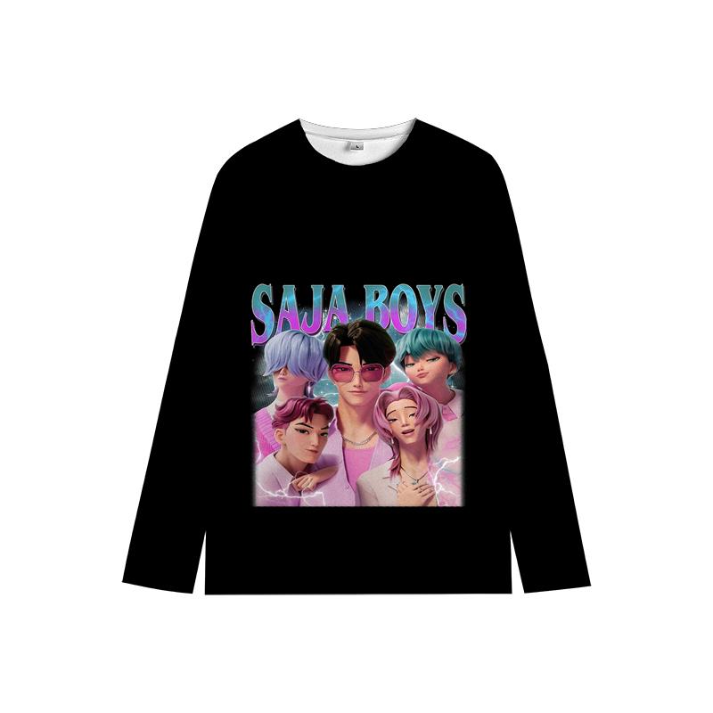 KPop Lovci démonů Dlouhý rukáv Huntrix Dívka Saja Chlapci Děti Dětská Mikina s kulatým výstřihem Zoey Rumi Mira Univerzální Dětské oblečení