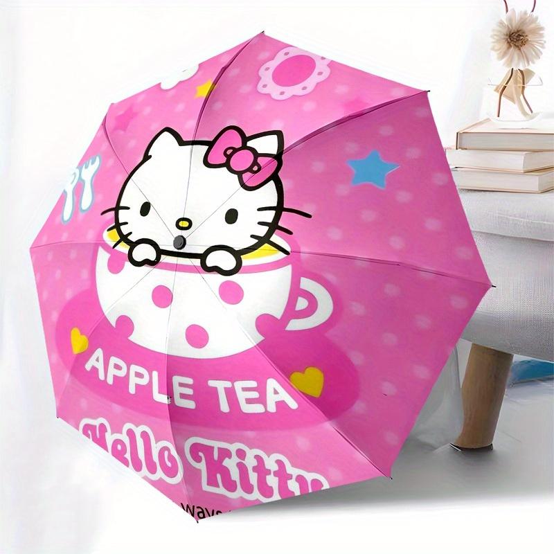1pc Hello Kitty Apple Tea Umbrella with Plastic Handle,Suitable for All Seasons Home Travel Outdoor UmbrellaSanlio361