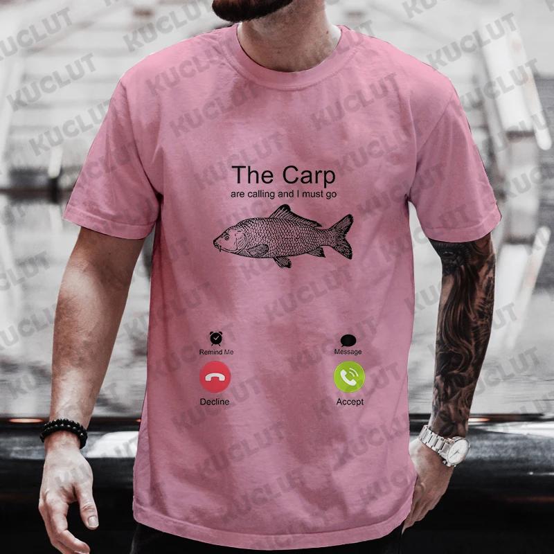 Fishing The Carp Are Calling and I Must Go Funny Vintage Men's T-Shirt New Fashion Summer Casual Harajuku Tshirt Printed Men Top