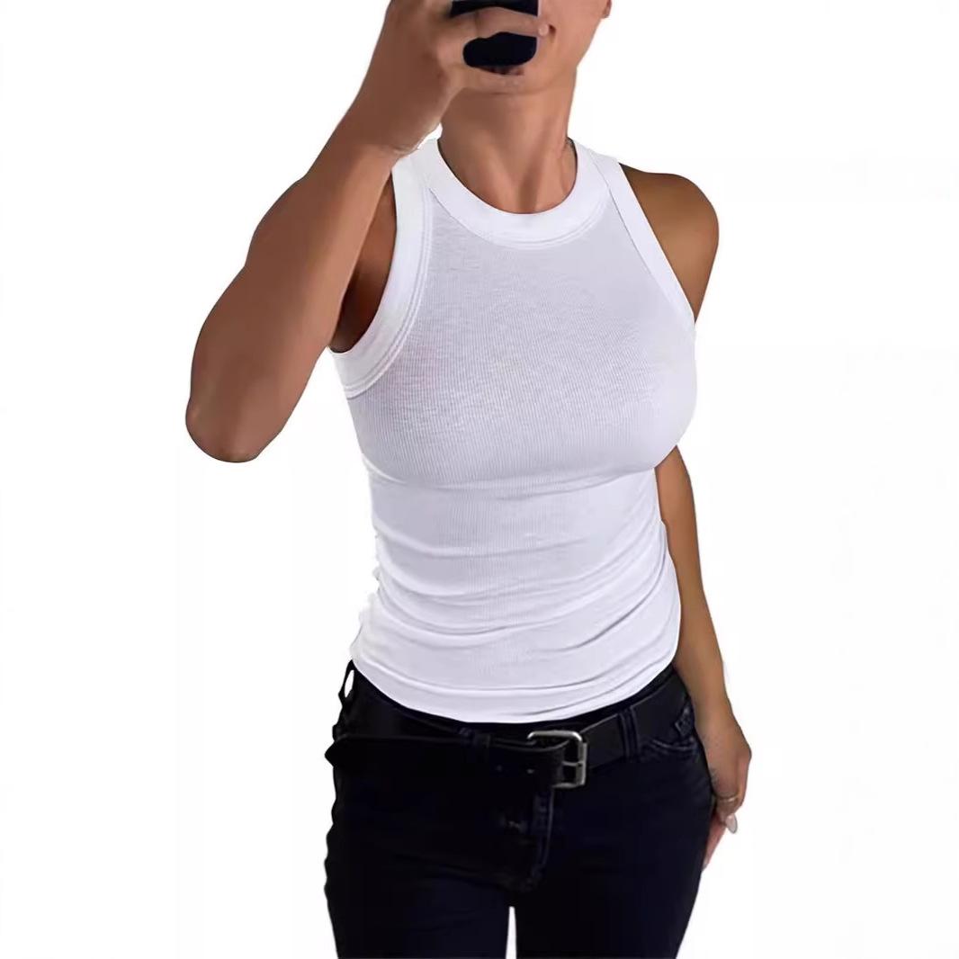 

Summer Women s Ribbed Y-Back Round Neck Slim Fit Tank Top M