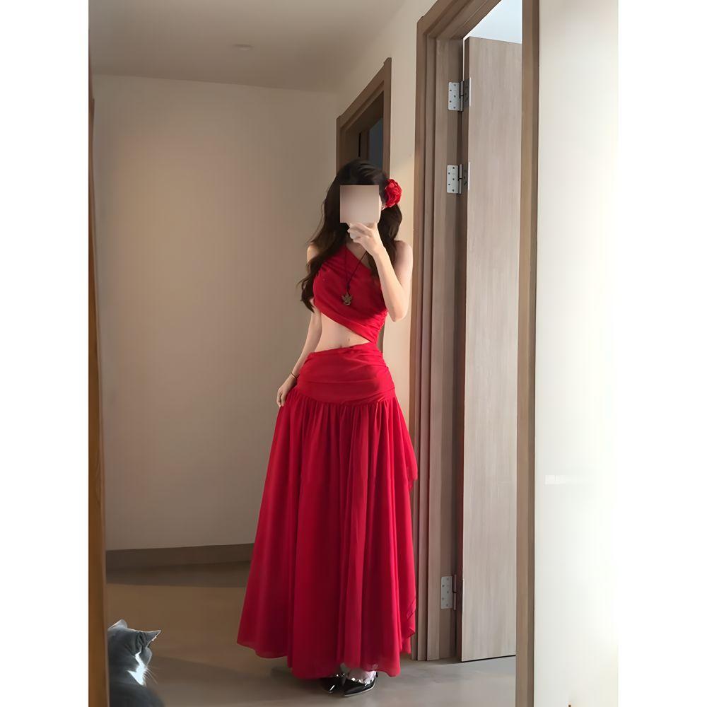 

Подходит для приморских фотографий, красивое белое платье с косым плечом, праздничная атмосфера, туристическое пляжное платье лето XL- (Recommended 110-60kg)