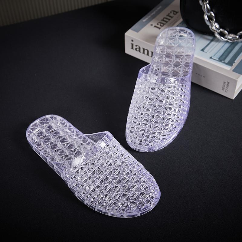 Fashion Transparent Slippers Cover Toe Summer Women's Shoes Slides Fashion Soft Flat Luxury Slippers Casual Shoes Slides Cover Toe Trans