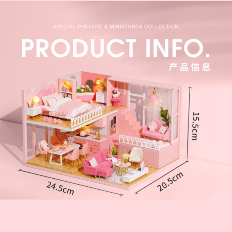 DIY Puppenhaus Miniatur Handgemachtes Kleines Haus Modell Spielzeug 3D Zusammengebautes Loft Valentinstag Geburtstagsgeschenk