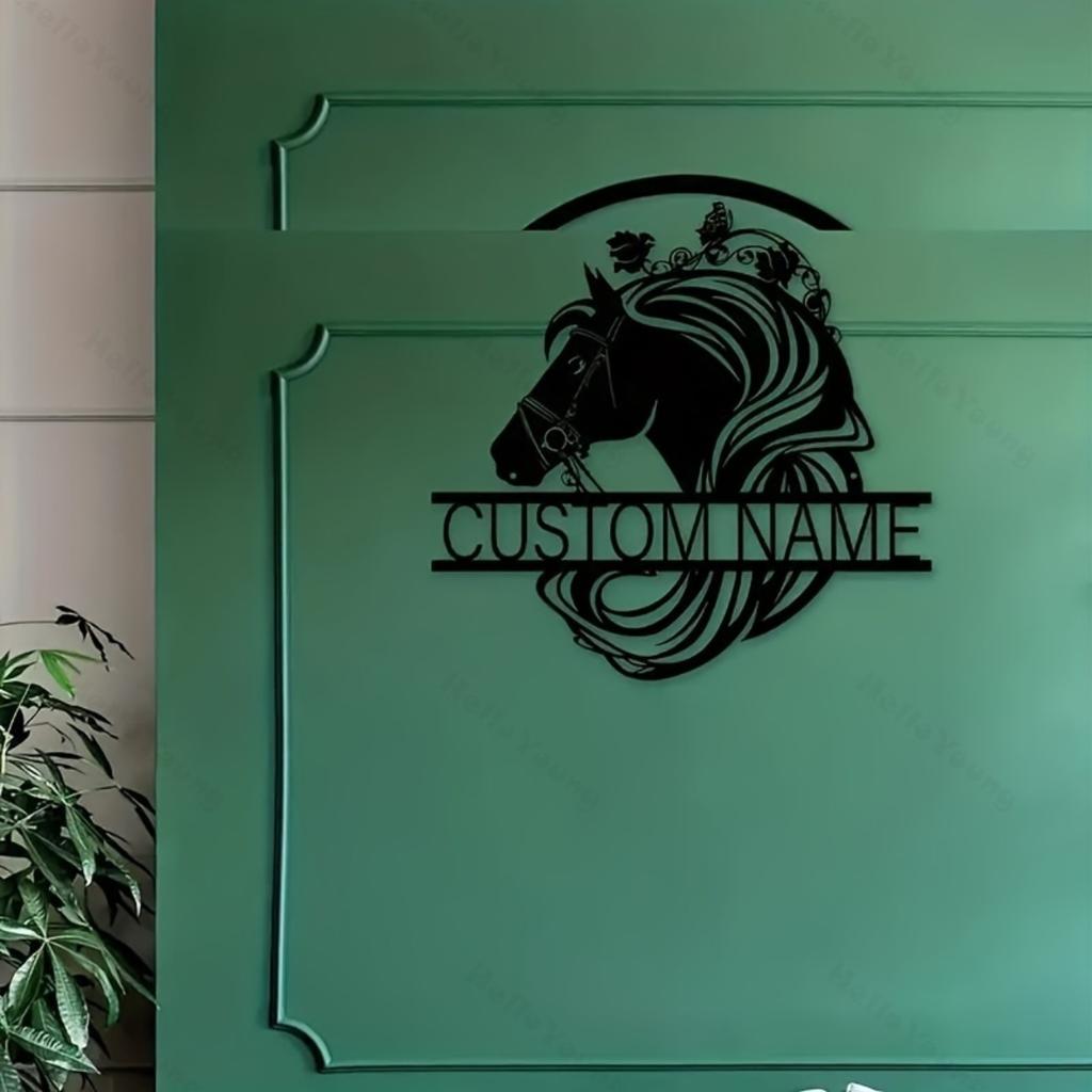 Horse Head Metal Wall Art Custom Name Sign Farmhouse Porch Decor