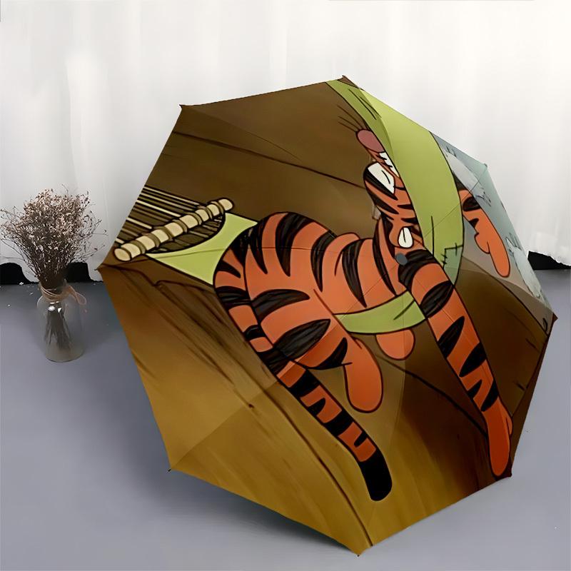 Ombrello Automatico Apri e Chiudi a Tema Tigger e Amaca, Ombrello Portatile Colorato a 8 Stecche, Adatto per Uomini e Donne, Un Perfe