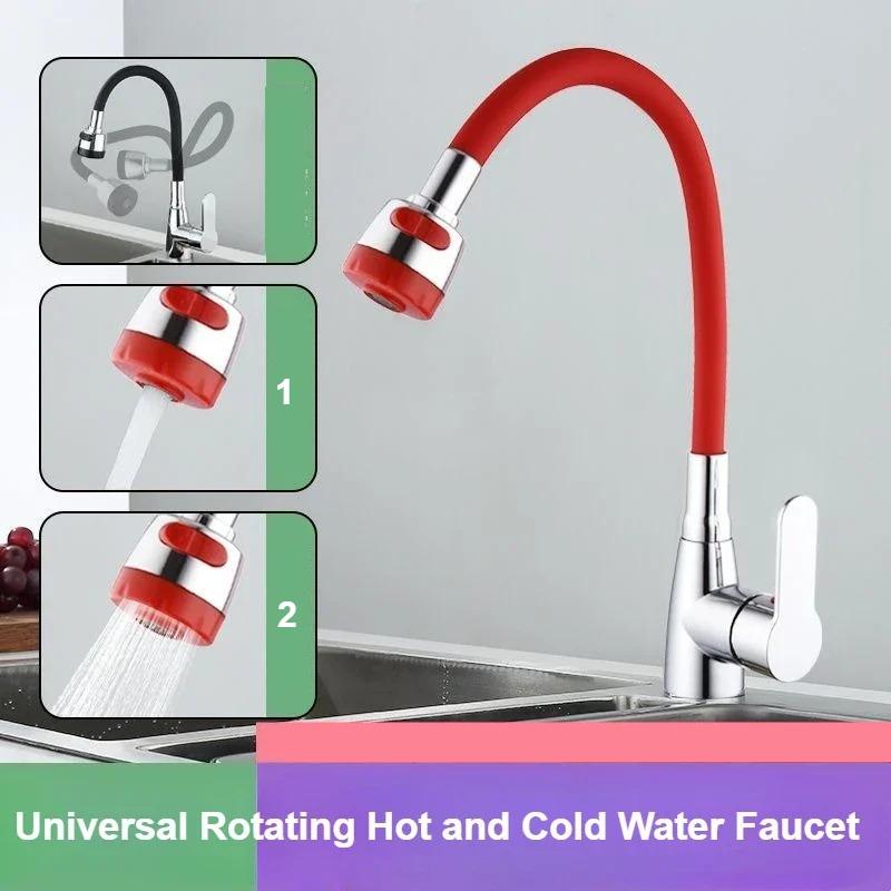 2 Modes Nozzle Kitchen Faucet Silicone 360° Rotation Sink Faucet Hot and Cold Water Tap Basin Faucets Bathroom Single Handle Tap