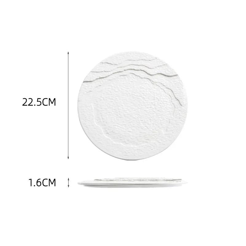 Ceramic Dinner Plate Creative Irregular Texture Dessert Dish Snack Plate Pasta Plate Flat Plates Restaurant Specialty Tableware