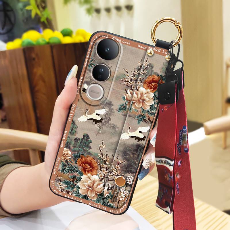 Elderly Lady Dirt-resistant Phone Case For VIVO V50 Lite 5G Global Waterproof Lanyard For Mom Silicone Back Cover Ring