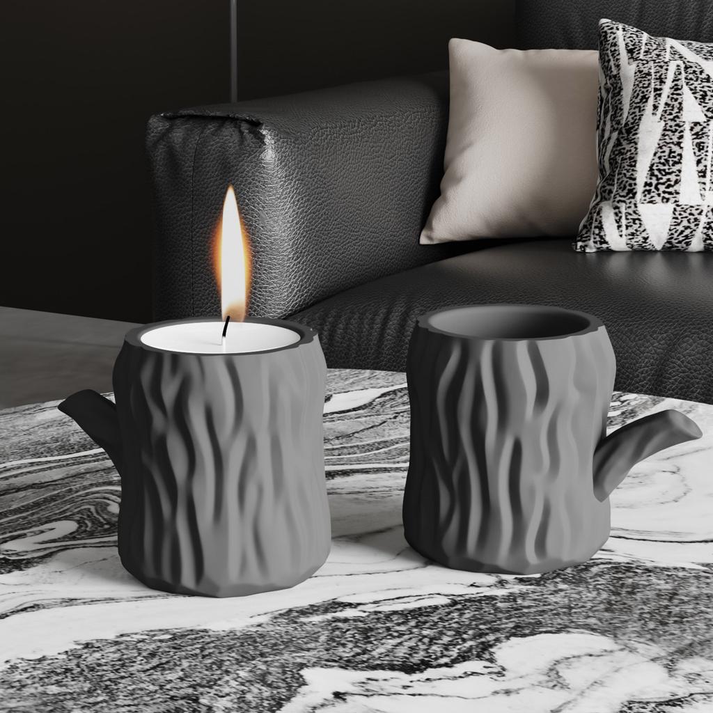 Candlestick Silicone Mold Candle Cup Molds Tree Stump Candle Holder Mould Plaster Succulent Planter Decorations Moulds