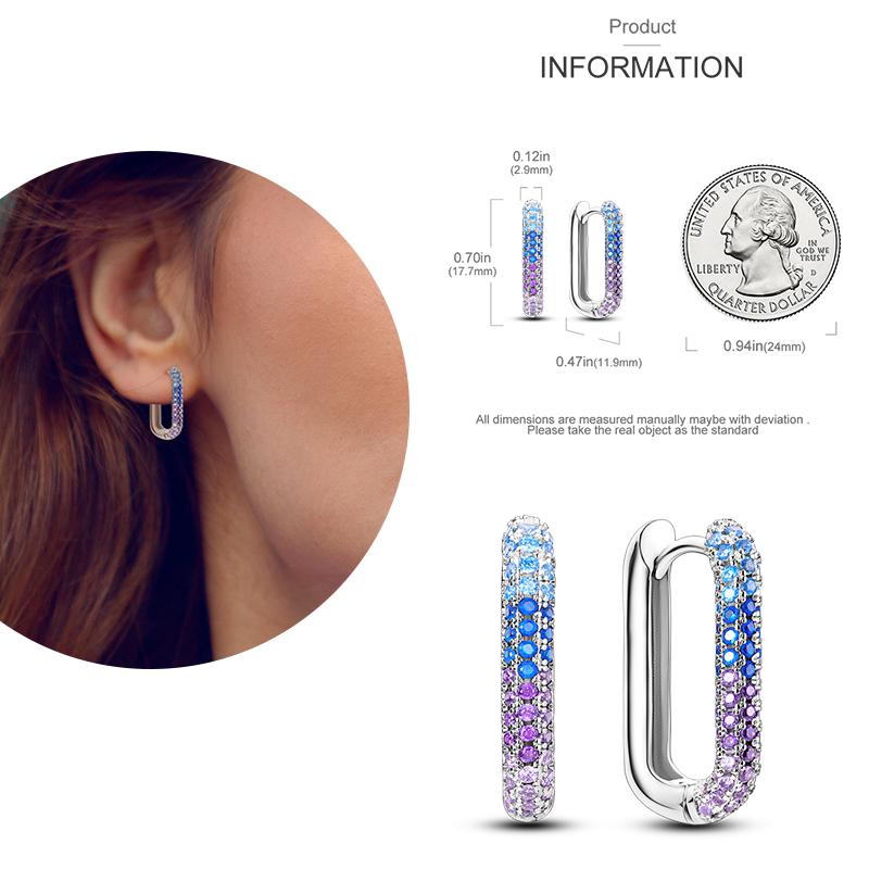 NEW Round Original CZ Hoop Earrings Heart U Shape Moon Star Unicorn Earring for Women Party Engagement Jewelry Gift