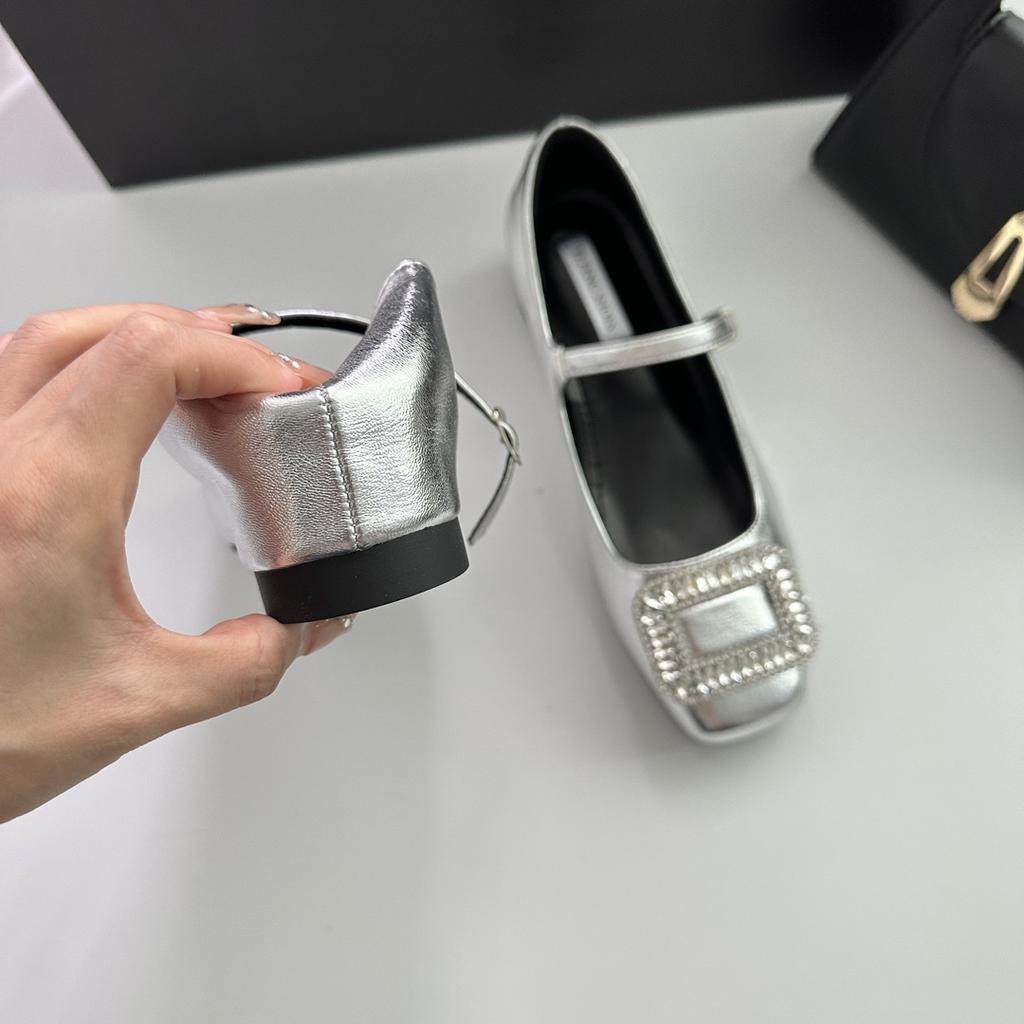 Evening breeze banquet rhinestone height increased by 5 cm with Mary Jane women's single shoes spring and summer 24 new square head women's shoes