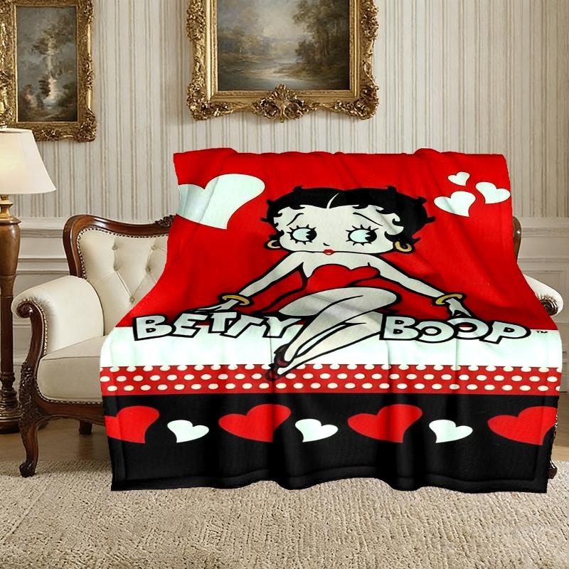 1pc Betty Boop Blanket, Home Printed Throw Blanket - Soft Blanket Gift for Family, Washable Sofa Bed Blanket