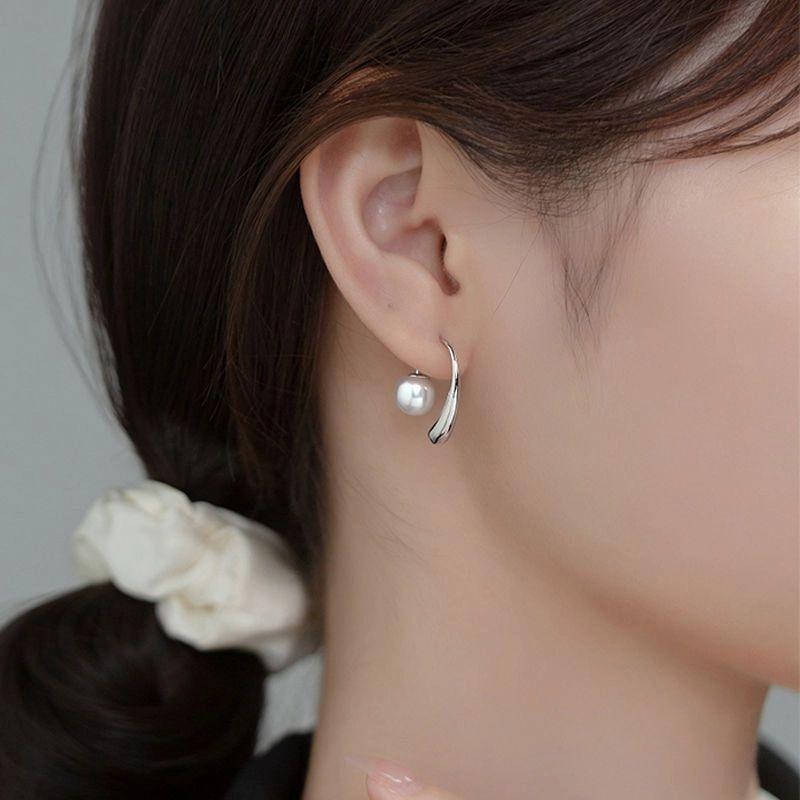 

Серьги для женщин, не требующие снятия, для ухода за ушами, изящные серьги-капли воды, доступная роскошь, легко сочетаются, легкая роскошь и простота Pearl Drops [Pair of silver]]