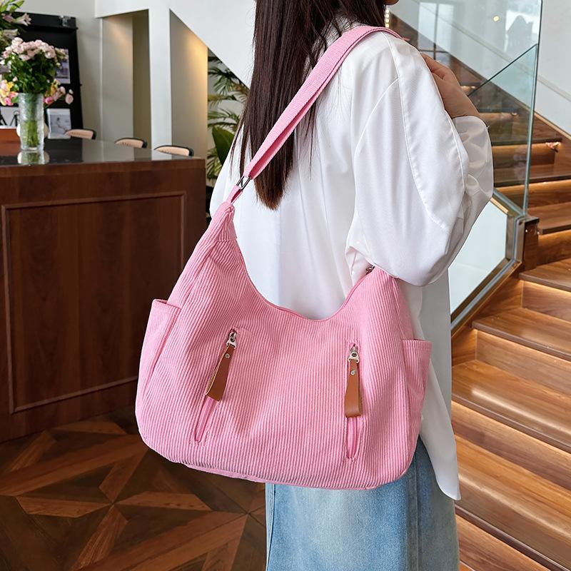 New Korean version of casual women's shoulder bag canvas dumpling bag texture large-capacity commuter bag leisure student class bag