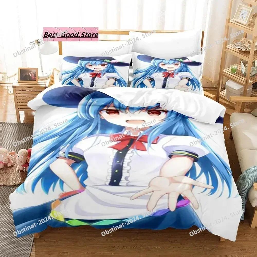 Touhou Project Bedding Set Printed Single Comforter Quilt Bed Cover Duvet Cover Pillow Case 3 Pieces Sets Kids Adult Size Kawaii