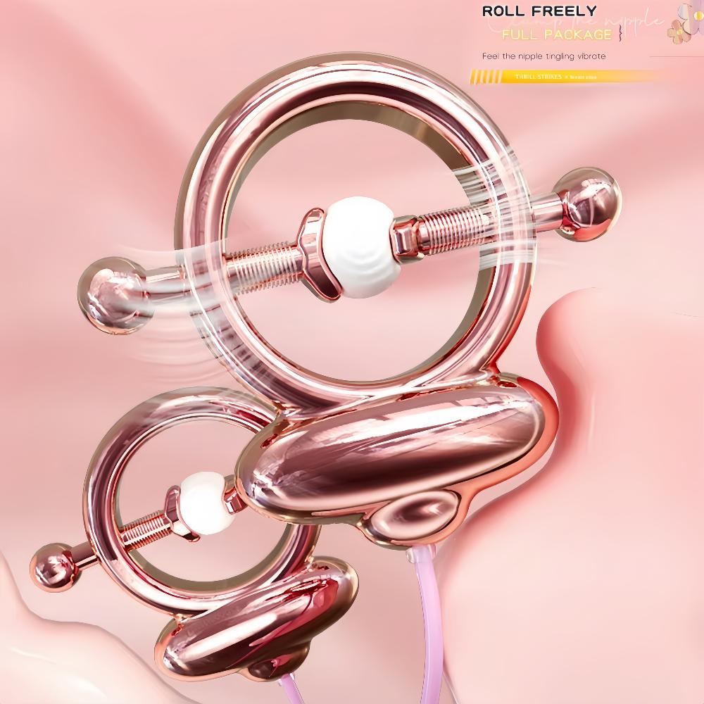 Adjustable Nipple Clamp Vibrator Couples Nipple Teasing Toy Nipple Massager 15 Modes Stimulation Orgasm Adult Toy SM Game
