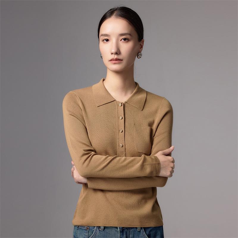 Le Ka Sha 2026 Women's 100% Pure Wool Polo Collar Long Sleeve Knit Pullover