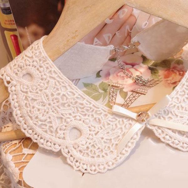 Tie White Fake Collar for Women Stand Detachable Collar Fake Girls Vintage Lace Ladies False Blouse Collar Apparel Accessories