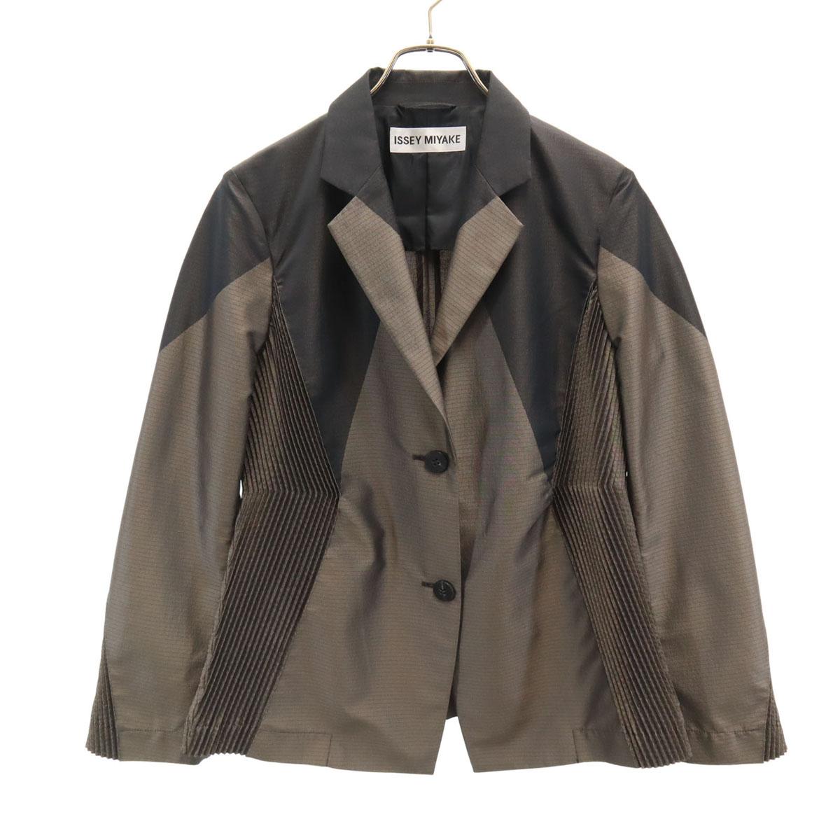 

ISSEY MIYAKE 90s Old Made in Japan Pleated tailored jacket 3 Brown etc Women Used