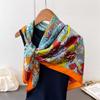 Fashion Versatile Simulation Silk High-end Large Square Scarf Silk Scarf Printing Travel Shawl Scarf Sunscreen Headscarf Women's Scarf