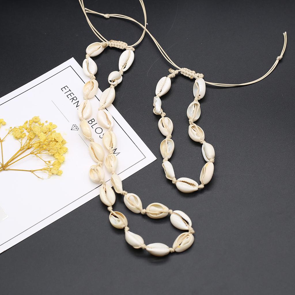 Natural Conch Shell Necklace 45cm White Beads Bracelet 19cm for DIY Women Exquisite Jewelry Elegant Party Accessories Gifts