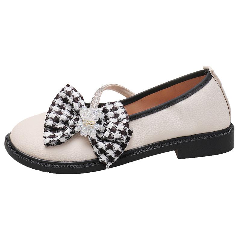 

Мері Джейн одинарні туфлі жіночі 2025 осінь нові тисяча птахів клітинка бант неглибокий виріз чорно-білі маленький ароматний стиль шкіряні туфлі туфлі принцеси 40