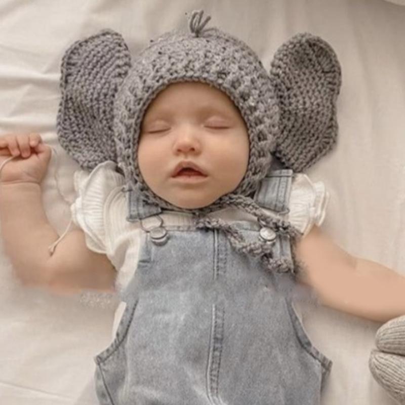 Kleinkind Baby Strickmütze Handgemacht Gehäkelt Cartoon Tier Thema Mützen Mütze Niedliche Ohren Babymütze Neugeborenen Fotografie Requisiten