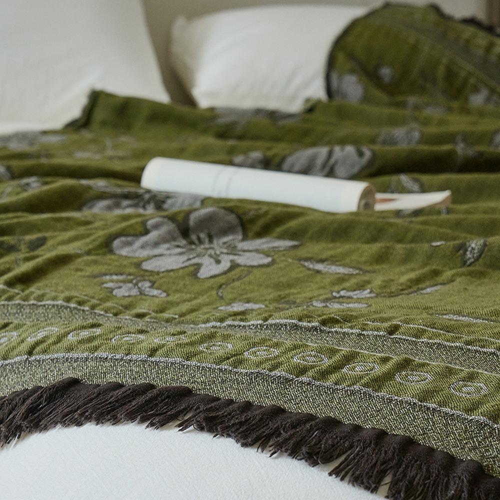 Cotton Blanket Yarn-Dyed Jacquard Tassel Throw Blanket Decoration Sofa Bedend T Air Office Nap Cover Blanket 140*190Cm
