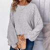 Fall Winter Plus Size Women's Solid Color Casual Comfy Unique Lantern Sleeve Top