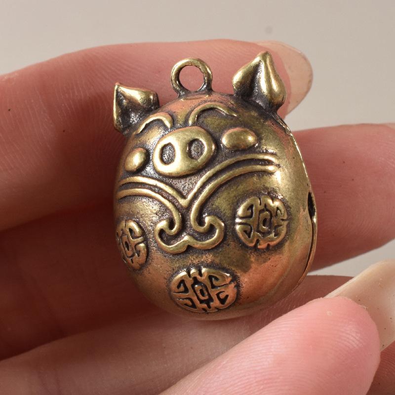 Chinese Style Small Brass Bell Car Key Pendant Cartoon Pig Bell Pendant