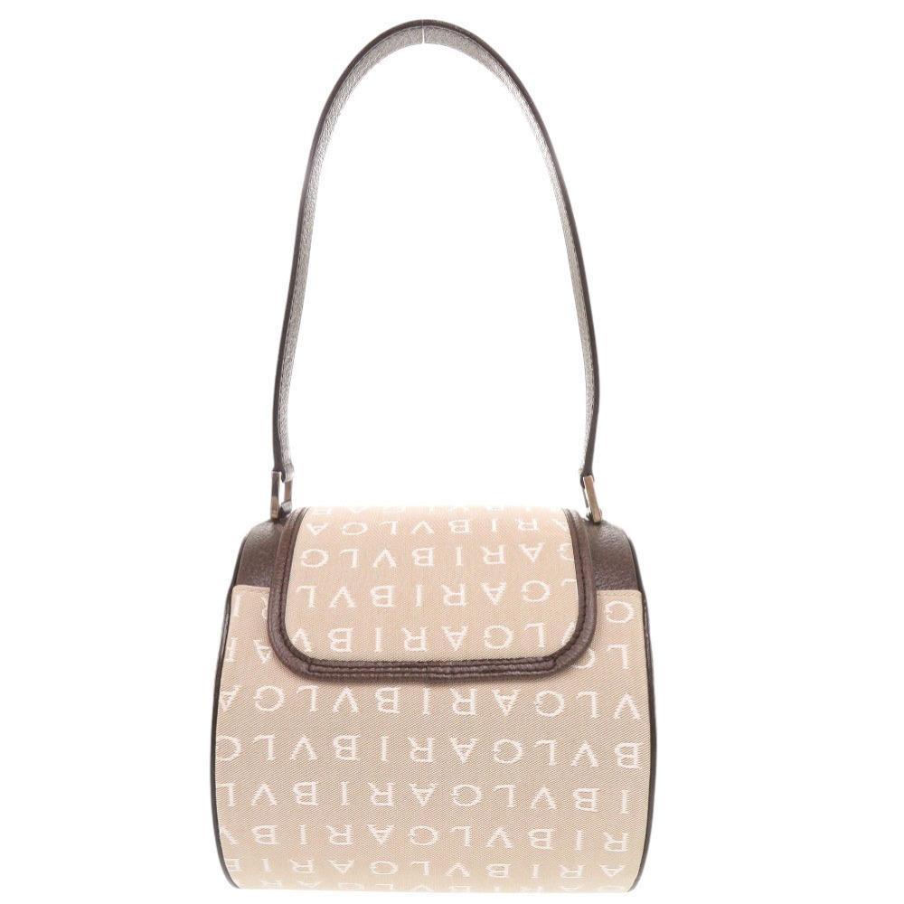 Used AUTHENTIC BVLGARI Drum Type B.zero1 Logomania Bag Beige/Brown Canvas/Leather