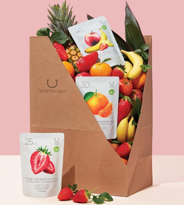 Delight project Fruit Chips 4-Flavor Vegan Dessert (Strawberry / Apple / Jeju Tangerine / Daily Fruit)