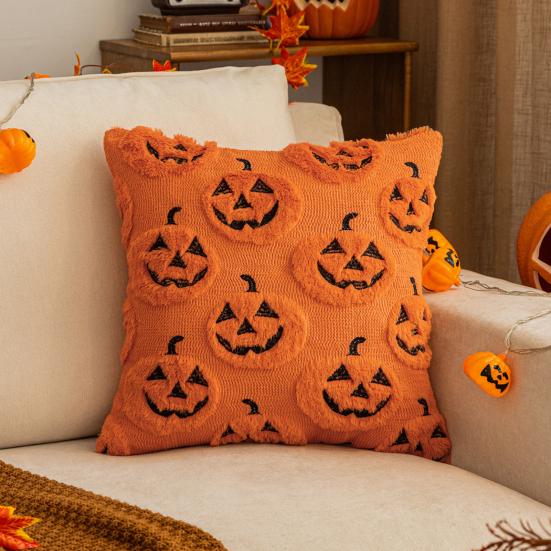 Decorative Pillow Case Ghost Pumpkin Cat Pattern Pillow Cover Removable Easy To Clean Washable Throw Pillow Case