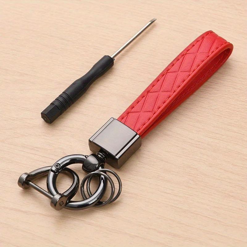 Luxury PU Leather Plaid Keychain Women Men Key Chain Accessories Car Key Ring Minimalist Style Key Holder Gift
