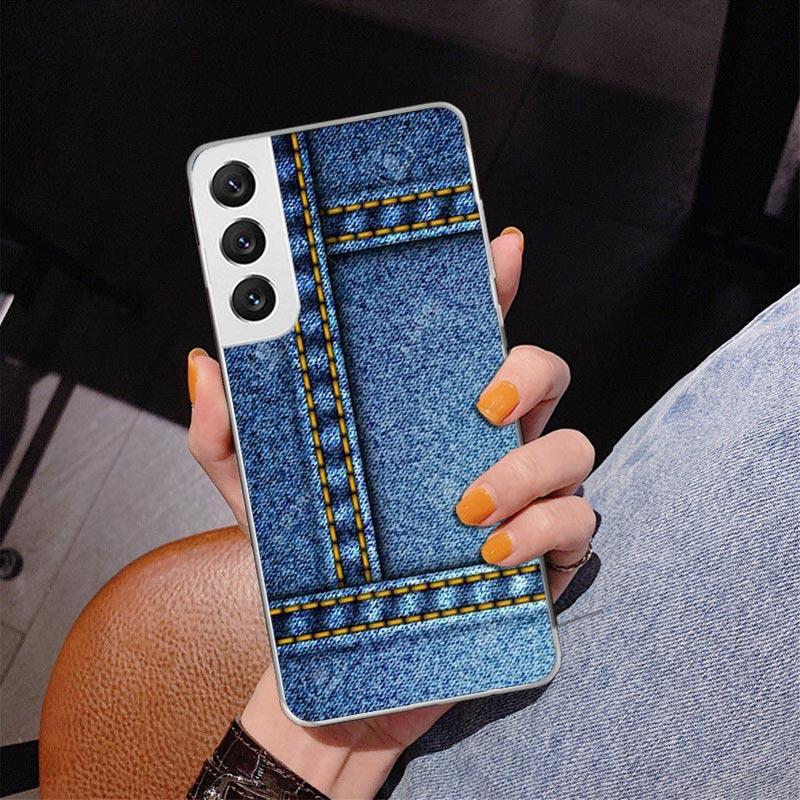 Jeans Cowboy Denim Printed Phnoe Case for Samsung Galaxy S26 S25 Edge S23 S24 Ultra S22 Plus S21 S20 FE Unique Cover Soft Coque