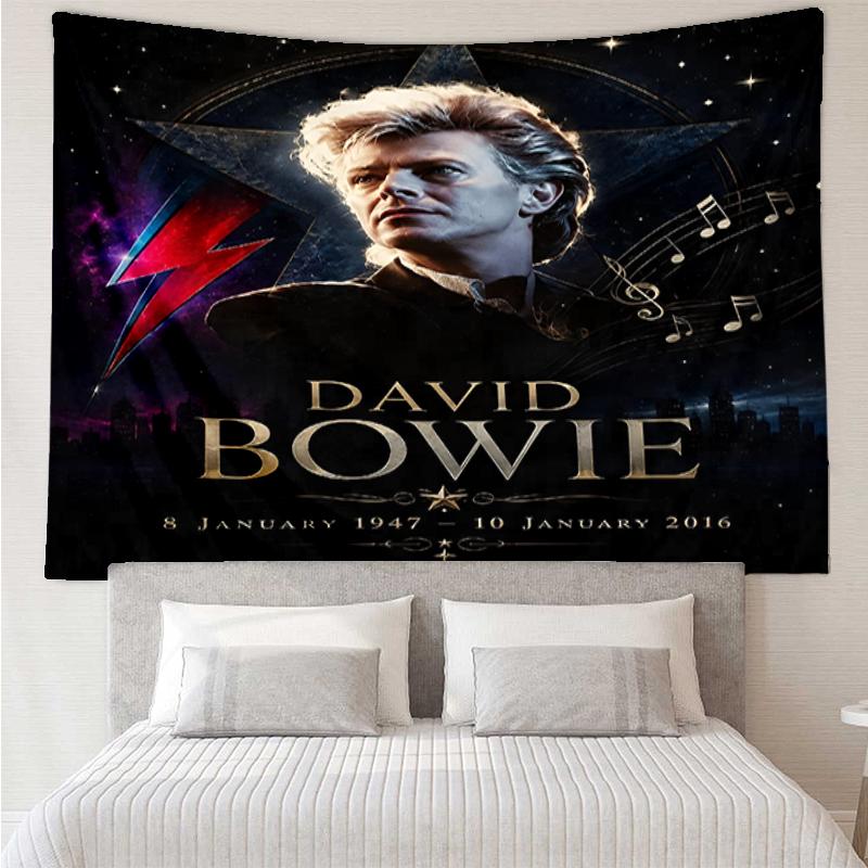 David Bowie Print Tapestry, Backdrop, Easy Setup, Ideal for Bedroom, Office & Living Room, with Aesthetic Wall Hanging Decor.
