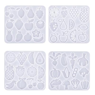 Silicone Earring Molds Resin Drop Jewelry Moulds Fruit/Vegetable Series Jewelry Making Molds for Kids and Teens Crafting