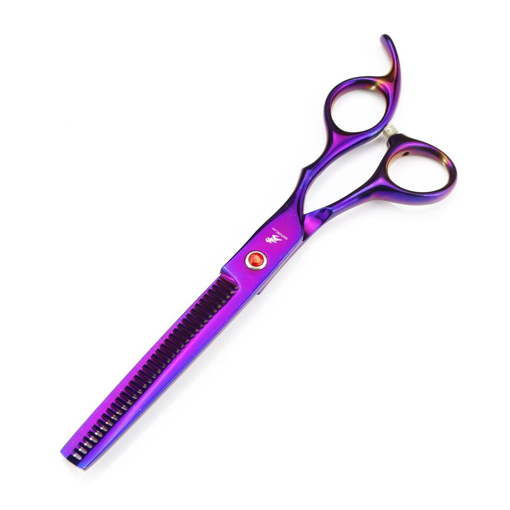 7.0-Inch Plated Color 5-Piece Pet Grooming Scissors Set: Straight, Curved Shears, Fishbone, Fine Teeth Shears, and Grooming Comb