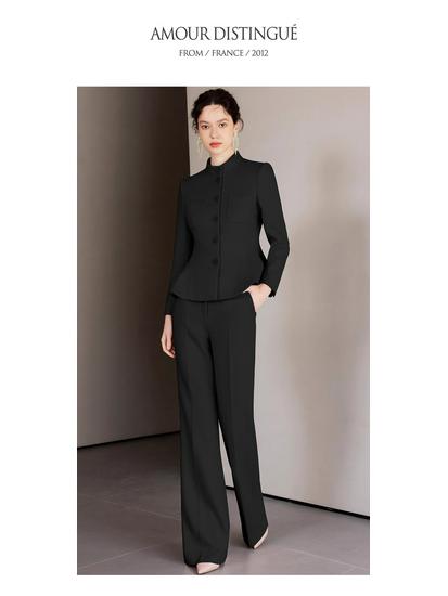 AD Winter Damen High-End Pink Wollmischung Blazer & Hosen Set - Elegantes Professionelles Outfit